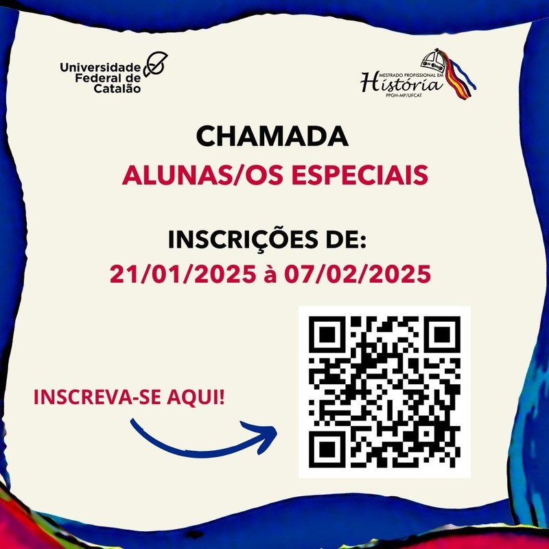 Abertas inscrições para Alunos(as) Especiais do Mestrado Profissional em História