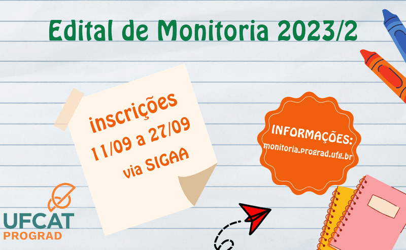Programa de Monitoria Acadêmica da UFCAT abre inscrições para o semestre letivo 2023-2