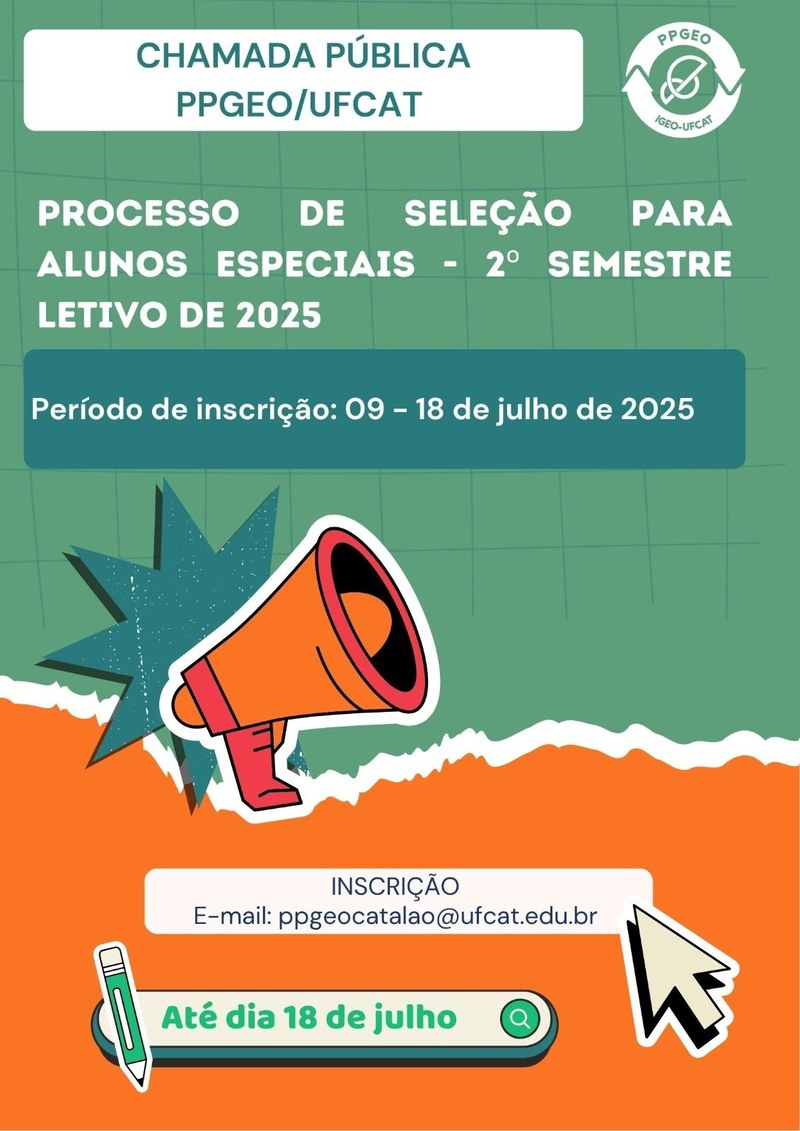 Programa de Pós-graduação em Geografia lança chamada pública para Alunos Especiais para o segundo semestre de 2025