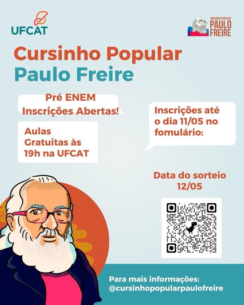 Inscrições abertas para o Cursinho Popular Pré-ENEM Paulo Freire