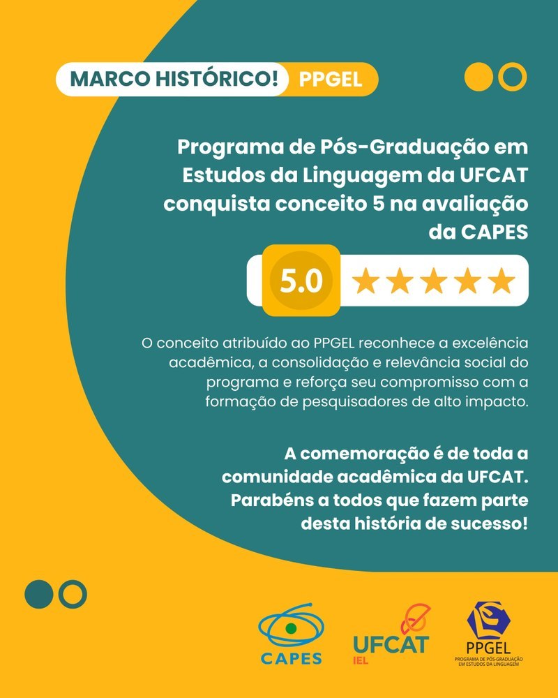Programa de Pós-graduação em Estudos da Linguagem conquista conceito 5 na avaliação da CAPES